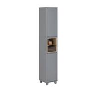 SoBuy BZR147 Armadio alto con 2 ante e 2 scomparti armadio portaoggetti per bagno armadio bagno con scomparti aperti stretti Grigio scuro
