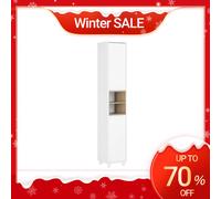 SoBuy BZR147-W Armadio da bagno Armadio da bagno Alto e Narsy con 2 ante e scomparti aperti con pavimento regolabile Bianco