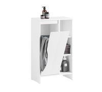 SoBuy BZR156-W Armadio da bagno stretto bianco con sistema inclinabile e mensola comò da bagno per piccoli bagni, WC o lavanderia