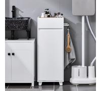 SoBuy BZR159 Armadio da bagno guardaroba con borsa portabiancheria ripiegabile, 4 ripiani aperti, BHT ca. 35x90x30 cm