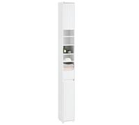 SoBuy BZR160-W armadio alto da bagno con 5 scomparti armadio da bagno mensola da bagno con 1 cassetto e ante mobili da bagno BBHT ca. 20x180x20 cm WHITE