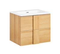SoBuy BZR172-N lavabo sotto armadio con due cassetti per bagno mobiletto con lavabo natura 61x54x46 cm