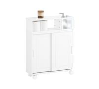 SoBuy BZR176-W Armadio da bagno Niches armadio con rotolo di scatola metallica e ripiano organizer più stretto per WC di nicchia piccolo