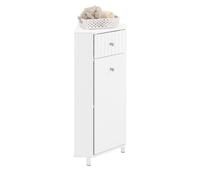 SoBuy BZR194-W Mobiletto da Bagno con 1 Anta, Armadietto Salvaspazio per Bagno, Mobile Stretto, Bianco, 44x31x80 cm