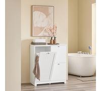 SoBuy BZR213-W mobile da bagno con 3 cestini per la biancheria, 1 grande raccoglitore per biancheria e 2 cestini in tessuto 78x38x90 cm