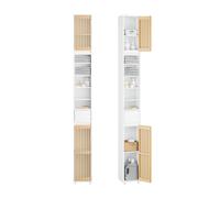 SoBuy BZR34-BW Armadio da bagno Armadio da bagno alto con 6 ripiani regolabili in altezza Mensola per piccoli bagni in legno BIANCO