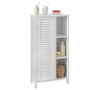 SoBuy Mobiletto da Bagno - Armadio da Bagno Stretto con Porta Lamellata e 3 Ripiani Aperti, Mobile Salvaspazio, Resistente all'Umidità, Colonna per Cucina e Soggiorno, Bianco, 48x96x24cm, BZR39-W