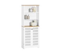 SoBuy BZR44-W bagno armadio da bagno armadio portaoggetti armadio da bagno con 3 scomparti e doghe porta cucina armadio mobili da bagno BIANCO