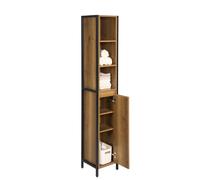 SoBuy BZR62-PF bagno Mensola da bagno armadio alto armadio da bagno mobili da bagno con 3 scomparti aperti e 1 anta vintage BHT CA: 30X168X28 cm Brown