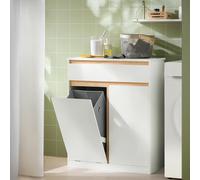 SoBuy BZR79-W Mobile da bagno con cesto portabiancheria e cassetto, con anta e sistema inclinabile Bianco 71x33x85 cm