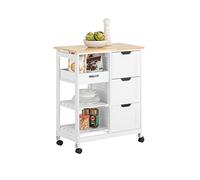 SoBuy Carrello Cucina con 3 Cassetti e 1 Cestino, Mobiletto Cucina Salvaspazio con 4 Ruote Girevoli, Credenza Cucina o Bagno, Mobiletto Cucina Dispensa, L68 x P38 x A85 cm, Bianco FKW79-W