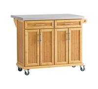 SoBuy Carrello Cucina con Ruote Isola Cucina con Piano di Lavoro Estensibile, 2 Cassetti e Ripiani Regolabili Mobile Salvaspazio per Mobili da Cucina Naturale 115 x (46-71) x 92 cm FKW69-N