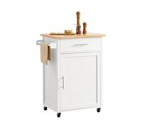 SoBuy Carrello cucina mobile cucina salvaspazio mobiletto cucina con cassetto e anta credenza cucina madia cucina bianco-naturale 68x46x90cm FKW102-WN