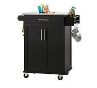 SoBuy Carrello da cucina con ruote bloccabili e piano inox, 80x90x46 cm