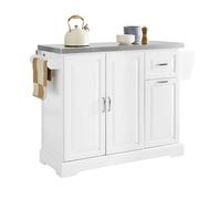 SoBuy Carrello da cucina FKW128-ST con piastra da lavoro estraibile con cassetti Carrello da bar per cucina sala da pranzo Bianco