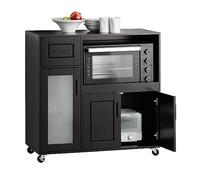 SoBuy Carrello da Cucina, Isola Cucina con Ruote, Mobili da Cucina, Supporto per Microonde, Carrello Mobile per Sala da Pranzo e Ufficio 88,5 x 40 x 89 cm Nero FSB78-SCH