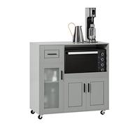 SoBuy Carrello da Cucina, Isola Cucina con Ruote, Mobili da Cucina, Supporto per Microonde, Carrello Mobile per Sala da Pranzo e Ufficio 88,5 x 40 x 89 cm Grigio FSB78-HG