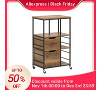 SoBuy Carrello da portata FKW111 con tavolino in legno con 3 ripiani Scaffale da cucina in metallo Design industriale per cucina domestica