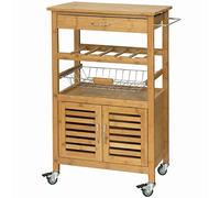 SoBuy® Carrello di servizio,Scaffalle da cucina,portaoggetti su rotelle,con armadietto,FKW53-N,IT