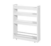 SoBuy Carrello Slim per Cucina e Bagno con 4 Ruote Scaffale Salvaspazio a 4 Ripiani con Aste Antiscivolo Unità di Stoccaggio per Cucina, Bagno, Forniture per Bellezza o Artigianato 60x18x82cm NSR01-W