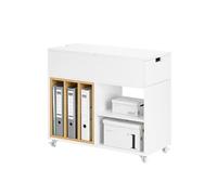 SoBuy Carrello Ufficio con Ruote - Cassettiera Mobile e Supporto Stampante, Mobile da Ufficio con Piano Ribaltabile, Cassetto e Libreria Rimovibile, Bianco, L30 x P61 x H70 cm, FBT134-W