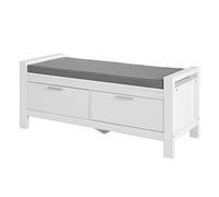 SoBuy Cassapanca Contenitore Cassette Legno con Cuscino e 2 cassetti con Guide Bianco L100*P40*A40cm Portata Fino a 120 kg FSR74-W