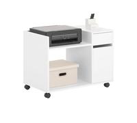 SoBuy Cassettiera Scrivania con Ruote Mobiletto Ufficio Salvaspazio con Cassetto e Anta Supporto Stampante Schedario da Ufficio Bianco 72x40x54 cm ASK02-W