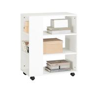 SoBuy Cassettiera Ufficio da Scrivania Porta Stampante su Ruote Schedario da Ufficio con Ripiani Regolabili Mobiletto Portaoggetti Mobiletto Salvaspazio Bianco 60x35x75cm FBT68-W