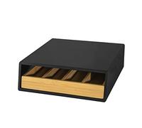 SoBuy Cassetto Porta Capsule in Bambù - Organizer per Cialde e Tè con 4 Scomparti, Portacialde da Caffè, Cassettiera Porta Capsule Salvaspazio per Cucina o Angolo Caffè 31x30x10cm FRG280-SCH