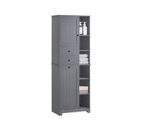SoBuy Colonna Bagno con Cesto per Linge Mobile Rangemento Alto Armadio Bagno con 6 Ripiani e 2 Cassetti Mobiletto Salvaspazio Grigio 60x37x171 cm BZR104-DG