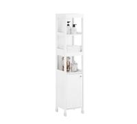 SoBuy Colonna Bagno Salvaspazio, Mobiletto Alto per Bagno con Ripiani Regolabili Soluzione di Rangemento Compatta per Spazi Ridotti 30x144x30 cm BZR187-W