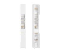 SoBuy Colonna Bagno Stretta - Mobile Bagno Idrorepellente, Alto con Ripiani Regolabili e Cassetto - Armadietto Salvaspazio in Legna, Bianco-Naturale, 20x20x180 BZR34-WN