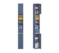 SoBuy Colonna Bagno Stretta - Mobile Bagno Idrorepellente, Alto con Ripiani Regolabili e Cassetto - Armadietto Salvaspazio, MDF, Blu scuro, 20x180x20cm, BZR34-II-B