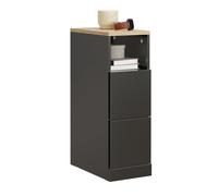 SoBuy Comodino camera da letto 20 cm larghezza, Tavolino salotto con 2 cassetti & scomparto aperto per piccoli spazi, Comodino stretto per camera da letto soggiorno, 20x35x60 cm Nero, FBT149-SCH
