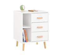 SoBuy Comodino Camera da Letto - Comodino con 3 Cassetti e 2 Ripiani, Tavolino Salotto - Moderna Cassettiera L48 x P40 x A60 cm Bianco FBT95-W