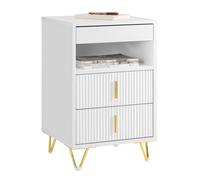 SoBuy Comodino, Comodino con 3 cassetti e ripiano, Tavolino moderno per camera da letto e soggiorno, Bianco L40 x P40 x A63 cm FBT168-W