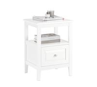 SoBuy Comodino letto con 1 cassetto e un scomparto aperto Tavolino da salotto o soggiorno Tavolino telefono Bianco 45x35x60cm FBT131-W