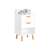 SoBuy Comodino piccolo per camera da letto Tavolino da divano con 2 cassetti e 1 vano aperto Bianco 40x35x71cm FBT125-W