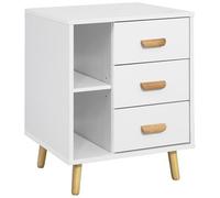 SoBuy - Comodino Piccolo Tavolino Divano Con 3 Cassetti Comodino Bianco Comodini L48*p40*a60cm Fbt95-w