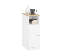 SoBuy Comodino Sottile comodino per camera da letto con 2 Cassetti e ripiano comodini per camera da letto e soggiorno Tavolino divano Bianco L20 x P35 x A60 cm FBT149-WN