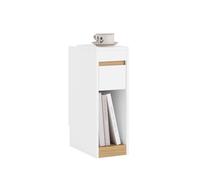 SoBuy Comodino stretto 20 cm - Comodino con piano rimovibile, cassetto e ripiano di stoccaggio, tavolino salvaspazio per camera da letto e soggiorno, bianco e naturale 20 x 35 x 60 cm - FBT163-WN
