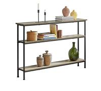 SoBuy Consolle Ingresso Moderna Tavolo Consolle Allungabile Salvaspazio - 3 Ripiani Stretto Mobile Ingresso - Tavolo a Scomparsa per Corridoio Soggiorno - Legno Vintage Metallo Nero FSB49-PZ