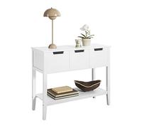 SoBuy Consolle ingresso Tavolino da soggiorno Mobiletto con cassetti salvaspazio Bianco 93x33x79cm, FSB51-W