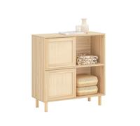 SoBuy Credenza con 2 ante scorrevoli Credenza decorativa Consolle laterale stretta Naturale 80x35x87cm FSB87-N