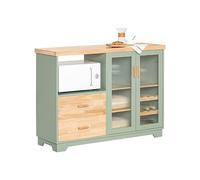 SoBuy Credenza Cucina Moderna 120 cm con Ripiano per Microonde e Portabottiglie - Mobiletto da Cucina con Ante in Vetro - Mobile Salvaspazio per Sala da Pranzo o Ingresso 120x90x40cm Verde FSB81-GR