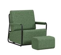 SoBuy Divano con sgabello, Schiuma ad alta elasticità 30D, 67x74x78cm | Poltrona relax con schienale e poggiapiedi, design ergonomico per camera, soggiorno e piccoli spazi, verde, FST99-SY