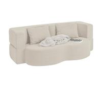 SoBuy divano letto 2 posti divano convertibile con 2 cuscini per soggiorno | Divano letto matrimoniale con schiuma 25D e rivestimento in velluto a coste, senza montaggio, beige, FST101-MI