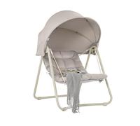 SoBuy Dondolo da Giardino Poltrona Relax con Parasole Regolabile Amaca da Giardino Sedia a Dondolo per Esterni e Interni Poltrona Sospesa Beige 108x126x163 cm OGS62-MI