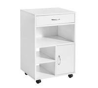 SoBuy FBT106-W tavolo stampante con cassetto e porta file armadio contenitore in rotolo con scomparti carrello da ufficio carrello laterale contenitore da ufficio Avorio