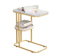 SoBuy Tavolino con 2 ripiani Tavolino da caffè Tavolino da Divano Aspetto Marmo Stile Vintage L50xP30XA58cm, FBT110-G